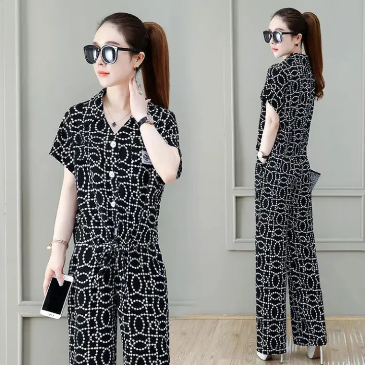One-Piece/Set%202023Summer%20New%20Fashion%20Slimming%20Short-Sleeved%20Printed%20Top%20Wide-Leg%20Pants%20Casual%20Two-Piece%20Suit%20Women%20-%20Image%205
