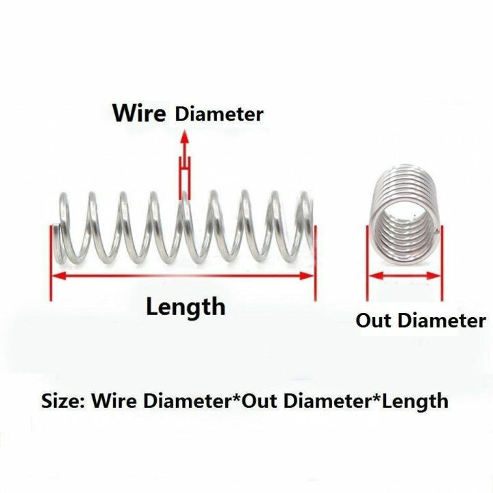 10Pcs Compression Spring Wire Diameter 0.5mm 304 Stainless Steel Small Pressure Spring Out Dia 2mm~8mm Length 5mm~45mm