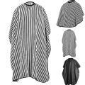 LibiLuxury Adjustable Black And White Stripe Hairdressing Gown Hair Cutting/barbers Cape Hairdressing Hair Cutting Gown Barber Apron. 