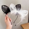 South Korea Cute Lace Cat Ears Headband Women's Net Red Headband Sexy Rabbit Ears Cos Makeup Hair Accessories Generation 4099. 