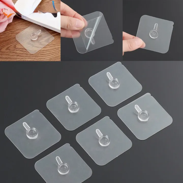 Seamless Wall Hanging Storage Hooks Home Office Clock Wall Racks Transparent Non-Trace Photo Frame Hole Hanger