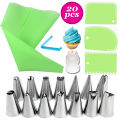 20 PCS/Set Silicone Pastry Bag Tips Kitchen DIY Icing Piping Reusable Pastry Bags +14 Nozzle Set Cake Decorating Tools. 