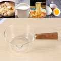 Nullmul Glass Milk Pot with Wooden Handle 400Ml Cooking Pot for Salad Noodles Gas Stove Cookware. 