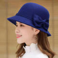 Elegant Winter Vintage Wool Hat Ladies Bowknot Winter Hat Bucket. 