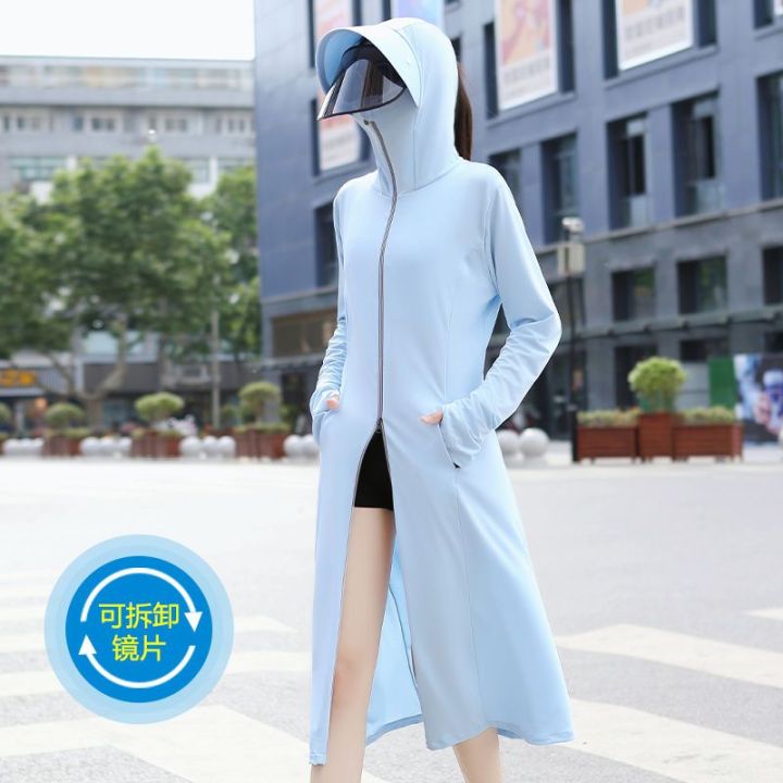 Sun Protection Clothing Women's UV-Proof Breathable Summer Internet Influencer Long Windproof Mid-Length Clothes Sports Windbreaker over the Knee Thin Coat