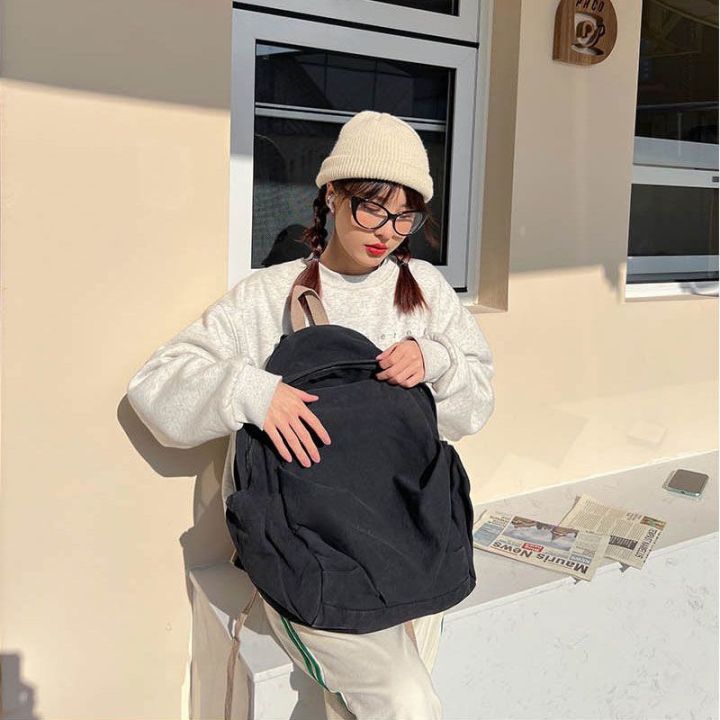 Japanese%20Style%20Washed%20Canvas%20Backpack%20Women's%20Simple%20All-Match%20College%20Students%20Bag%20Women's%20Idle%20Style%20High%20School%20Drape%20Backpack%20Women%20-%20Image%203