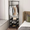 Multi-Function Corner Coat Rack, Floor Stationary Clothes Hanger Shelves, Removable Metal Clothes Storage Shelves, Hanging Shelf Bedroom Standing Corner Coat Rack Easy Assembly Portable Clothes Rack Furniture Storage Rack. 