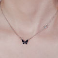 Light Luxury Hundred Black Butterfly Pendant Necklace Temperament Collarbone Chain Female. 