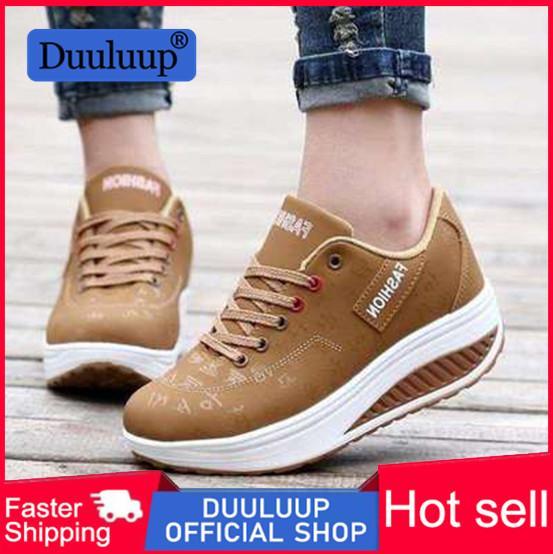 【BestGO】New Women's Casual Rubber Shoes Fashion Lightweight Platform Shoes for Women Letter Print Lace-up Sport Shoes Size 35-42