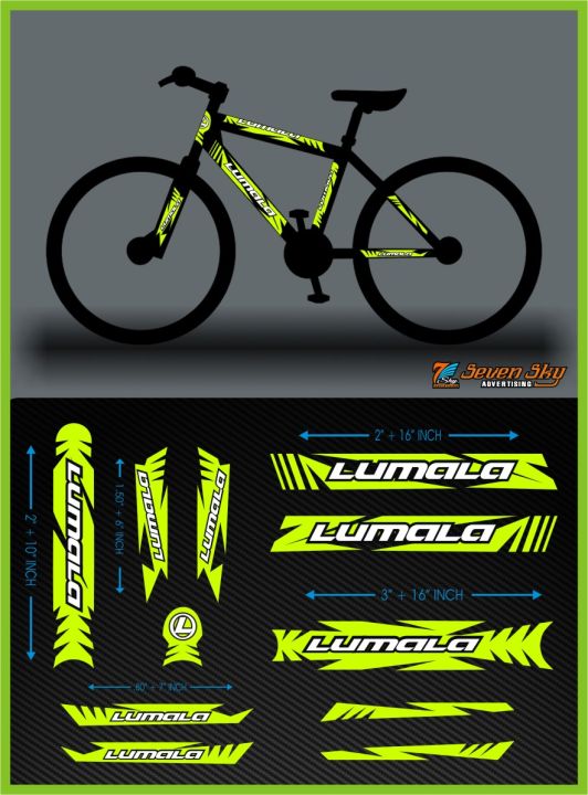 LUMALA Push Bike Cycle Stickers Mountain Bike Luminous Reflective PVC Plotter Cutting Stickers 11 Piece Full Set Daraz.lk