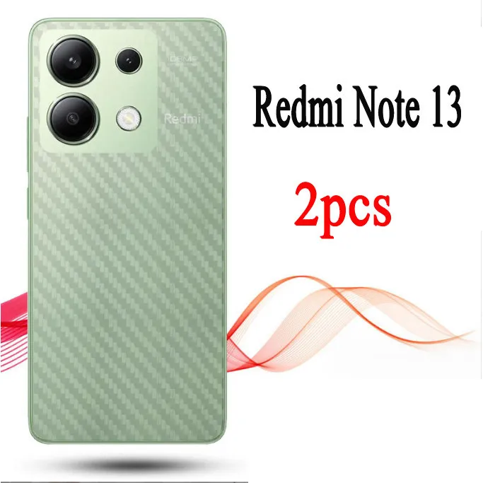 2-Pack Carbon Fiber Matte Back Film for Redmi Note 13 - Translucent Soft Protective Sticker