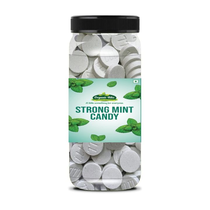Organic Bites Mint Candy (Extra Strong Mint Candy) Sugar Bolied Mint Candy - 200 gm Jar Pack (FROM INDIA SAB)