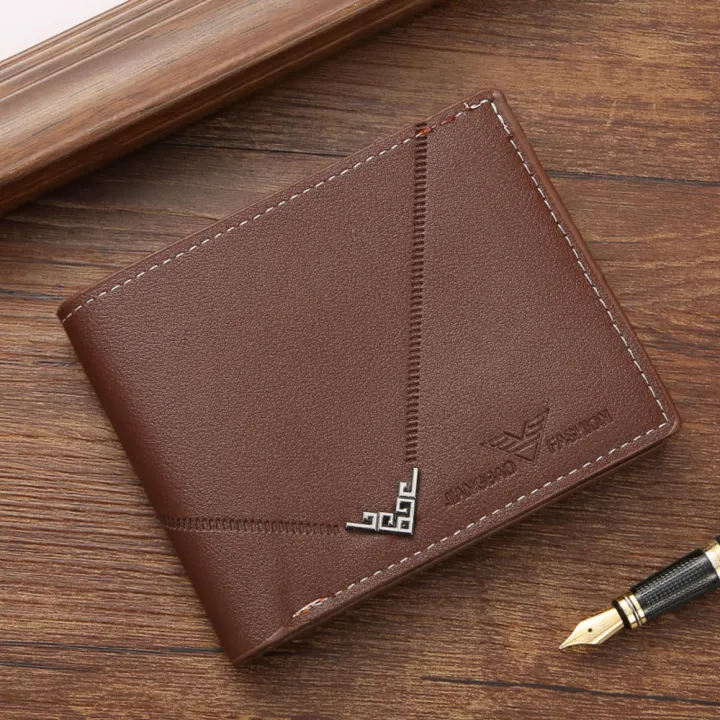 Stylish Design Lychee Texture PU Leather Men'S Wallet Sleek Short Multi Card Slot PU Leather Men'S Wallet Leather Durable Material Men'S Short Wallet for Use Business Travel Essentials Office