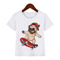Funny t shirt for girls boys cool pug roller skating animal print tshirt camisetas kawaii kids clothes dog lover T-shirt boys. 