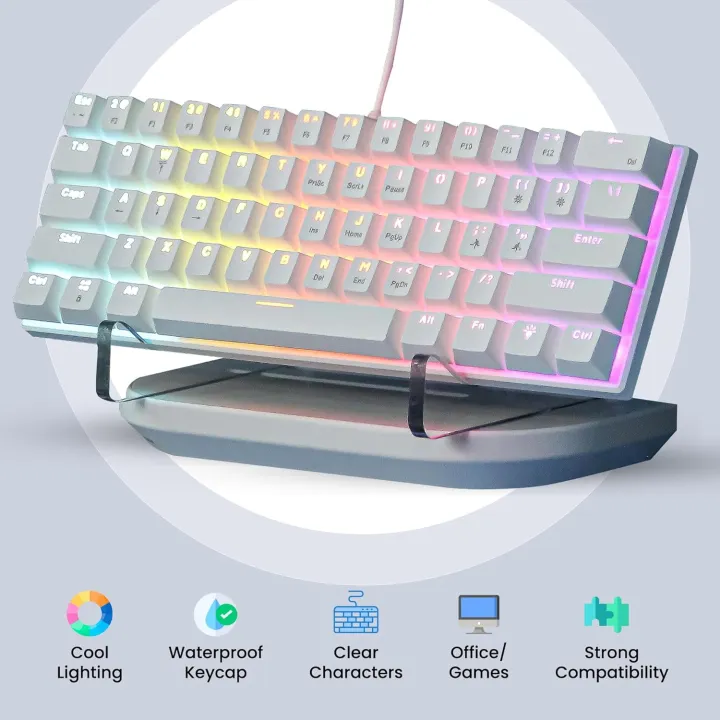 A61K%2061KEYS%20White%20/%20Black%20Mechanical%20Keyboard%20Type%20C%20Hot-swapable%20RGB%20Computer%20Gaming%20Mechanical%20Keyboard%20Red%20axis%20-%20Image%203