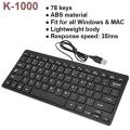 Keyboard Mini Keyboard K-1000 Wired Usb Mini Keyboard Black Color for computers / laptops / tablets. 