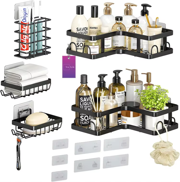 5-Piece%20Bathroom%20Organizer%20Set%20-%20Self-Adhesive%20Corner%20Shower%20Caddy,%20Soap%20Dish%20&%20Toothbrush%20Holder%20-%20Rust-Proof%20Stainless%20Steel%20-%20No%20Drilling%20Wall%20Mount%20Storage%20Rack%20(Black)%20-%20Image%207