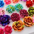 12 pairs/set Colorful Resin Rose Flower Stud Earrings for Girls Children Anti Allergic Stud Ear Jewelry for Women. 