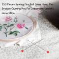 250 Pieces Sewing Pins Ball Glass Head Pins For Jewelry Decoration. 