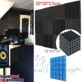 1/12Pcs Durable Sound Insulation Soundproofing Foam 30x30x2.5cm Triangular Groove Studio Wall Panel Soundproof Acoustic Foam Board. 
