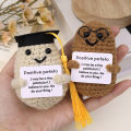 Graduation Season Positive Potato Cute Wool Knitting Doll With Card Home Decor Ornament Funny Potatos Room Decorations Gift 1Pcs. 