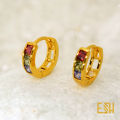 Gold plated GYPSY Earring With dark Multi stone 3 LINE and 5 line. 