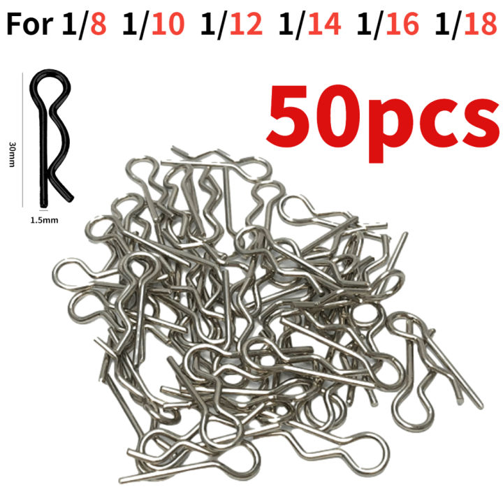 50pcs 1/8 1/10 1/12 1/14 1/16 1/18 Rc Car Body R Clips Bodyshell Pin Metal Body Clip Pin Buggy Truck Accessories
