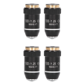 (GGBR) 4pcs Biological Microscope Lens, 195 Achromatic Black Objective Lens 100X Oil High Power Objective Interface 20.2mm. 