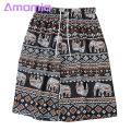Retro Elephant Print Shorts Thailand Elephant Print Summer Shorts Comfortable Vacation Beachwear for Women in Asia Thai Elephant Pattern Shorts. 
