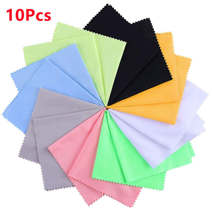 10Pcs Cleaner Clean Glasses Lens Cloth Wipes for Sunglasses Microfiber Eyeglass Cleaning Cloth for Camera Computer Color Random