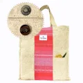 THE MYSU Heavy Duty Canvas Tote Bag - Pink Stripe - 14.5 inches (L) * 3 inches (W) * 16 inches (H). 