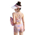 Yfashion 3pcs Women Cotton Bikini Set With Long Sleeves Sunscreen Cover-up Sweet Printing Sleeveless Tops Shorts Suit. 