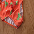 Yfashion Girls Cotton One-piece Swimsuit Cute Strawberry Printing Short Sleeves Quick-drying Swimwear For 1-6 Years Old Kids. 