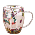 2PCS Fillings Dry Flowers Double Wall Glass Cup Tea Coffee Insulated Mug with Handle Heat Resistant Hot Cold Beverage Tea Coffee Insulated Mug. 