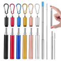 straw Reusable Stainless Steel Metal Telescopic Straw Collapsible Portable Travel Drinking Folding Straw Set with Cleaning Brush CaseParty Supplies. 