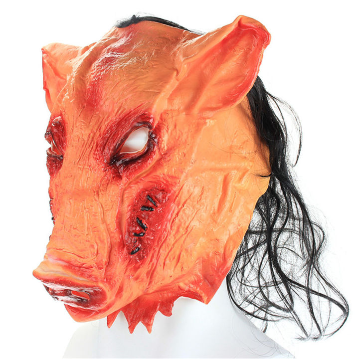 Normal%20Halloween%20Creepy%20Animal%20Prop%20Latex%20Party%20Unisex%20Scary%20Pig%20Head%20Mask+Hair%20Cosplay%20-%20Image%203
