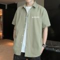 Ice Silk Short Sleeve Shirt 2024 New Men's Fashion Brand Summer Thin and All-Matching Trendy Loose and Simple Shirt Men's Casual. 