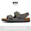 Maibulun Birkenstock Cork Slippers Flat Roman Sandals Frosted Summer Beach Men and Women All-MatchingH36. 