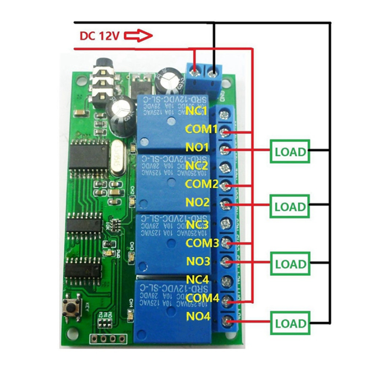 AD22B04%204%20Channel%20Relay%20DTMF%20Tone%20Signal%20Decoder%20Remote%20Control%20Relay%20Module%2012V%20DC%20for%20PLC%20Smart%20Home%20-%20Image%202