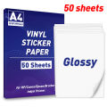 A4 Paper Sheets Adhesive Printable Label Sticker Paper Glossy for Inkjet Printer White Vinyl Label Copy Paper Gift Sticker. 