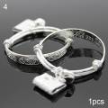 Baby Silver Plated Adjustable Embossing Bell Bangle Jewelry. 