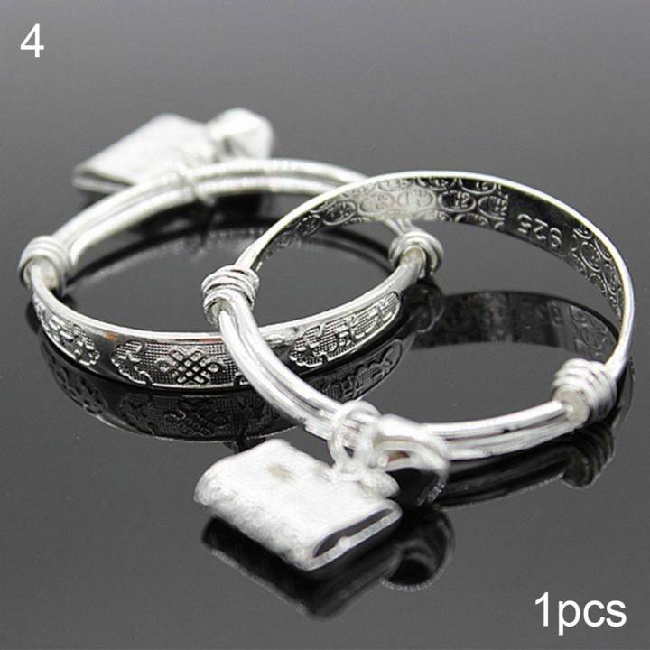 Baby%20Silver%20Plated%20Adjustable%20Embossing%20Bell%20Bangle%20Jewelry%20-%20Image%202