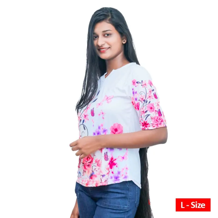 Women%20O-Neck,%20Half%20Sleeve%20Summer%20Graphic%20Tee%20Polyester%20T-Shirt%20Elegant%20Casual%20Loose%20Fit%20Office%20Wear%20Ribbed%20Fashion%20Tee%20Shirt%20Blouse%20Ladies%20Simple%20Tops%20Colors%20In%20White%20Mixed%20Color%20Flower%20Butterfly%20Design%20S,%20M,%20L%20Xl%20Size%20-%20Image%204
