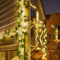 Auoyo 2M / 5M Fake Vines with 20 / 50 LED  Outdoor String Lights Artificial Plants Patio Decor Hanging Fake Ivy Greenery Garland Plants Fake Leaves For Balcony Decor / Outdoor Wall Decor / Garden Decor / Party. 