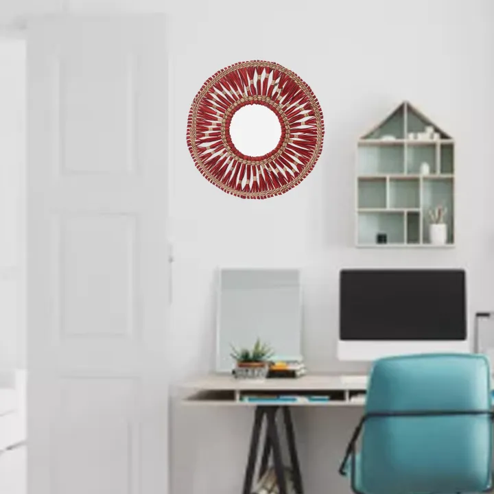 Seagrass%20Wall%20Mirror%20Woven%20Hanging%20Wall%20Mirror%20Decorative%20HD%20Mirror%20Antique%20Lightweight%20Easy%20To%20Use%20Round%20Fashionable%20for%20Bedroom%20-%20Image%204