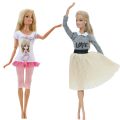 2 Pcs / Lot Handmade Doll Dress for Barbie Doll Casual Daily Wear Twins Outfit Skirt Pink Blue Clothes Accessories Kids Toy. 