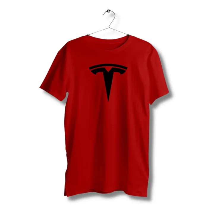 Tesla red Tshirt  unisex  tees  designer tees  crew neck  silver white  red  blue  black