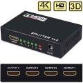 HDMI Splitter, 1x4 Hdmi Splitter 1 in 4 Out Powered Adapter with Full Ultra HD 1080P 4K/2K and 3D Resolutions. 