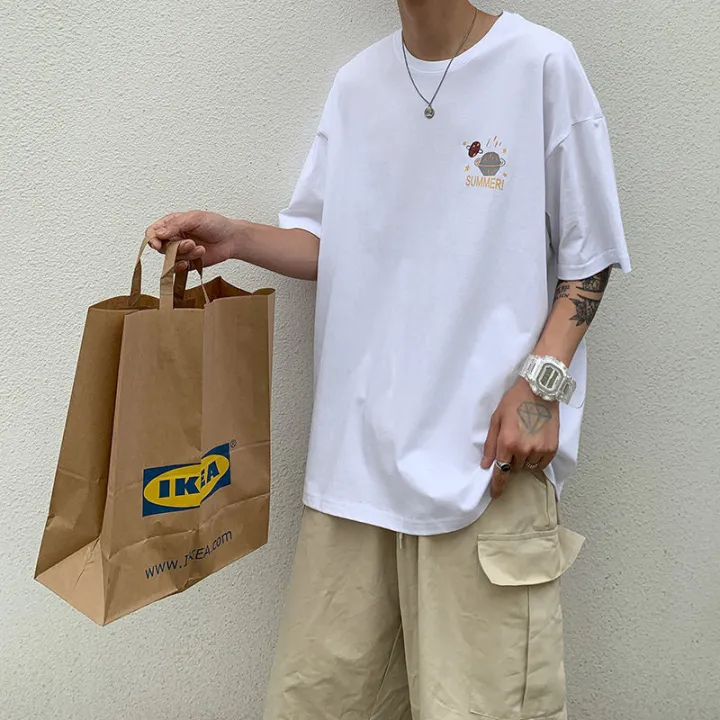 %5B48%20Hourly%20Delivery%20%5D%20Hong%20Kong%20Style%20Summer%20Pure%20Cotton%20T%20T-shirt%20Men's%20Loose%20Korean%20Style%20Trendy%20All-Matching%20Fashion%20Brand%20Top%20Clothes%20Casual%20Half%20Sleeve%20ins%20Short%20Sleeve%20Men%20-%20Image%204