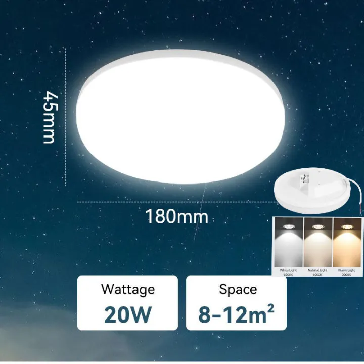 Led Ceiling Light 20W Surface Mounted Ultra Thin Warm White Cold White Round Ceiling Lamp